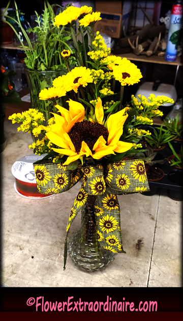yellow sunflower and daisies - vase full of flowers