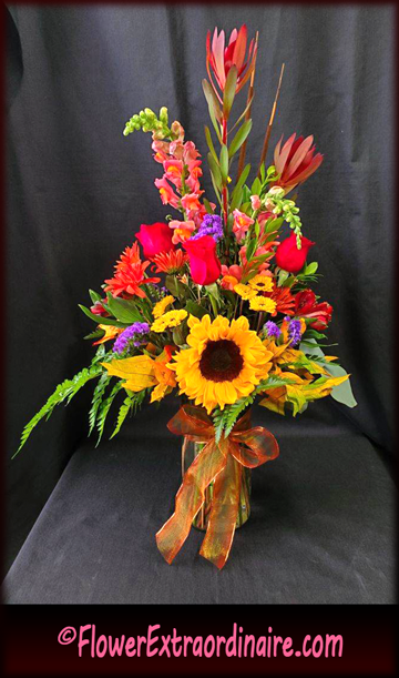 red roses go with everything! fall bouquets and floral arrangements