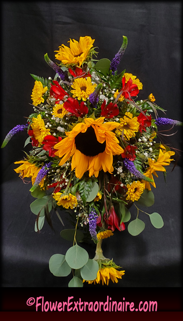 yellow, orange, purple - floral arrangements with sunflowers, daisies + more