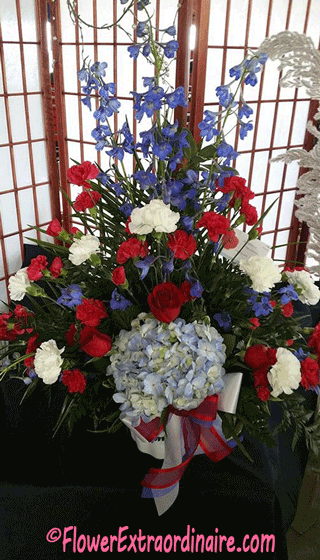 red-white-and-blue flowers for patriotic holidays